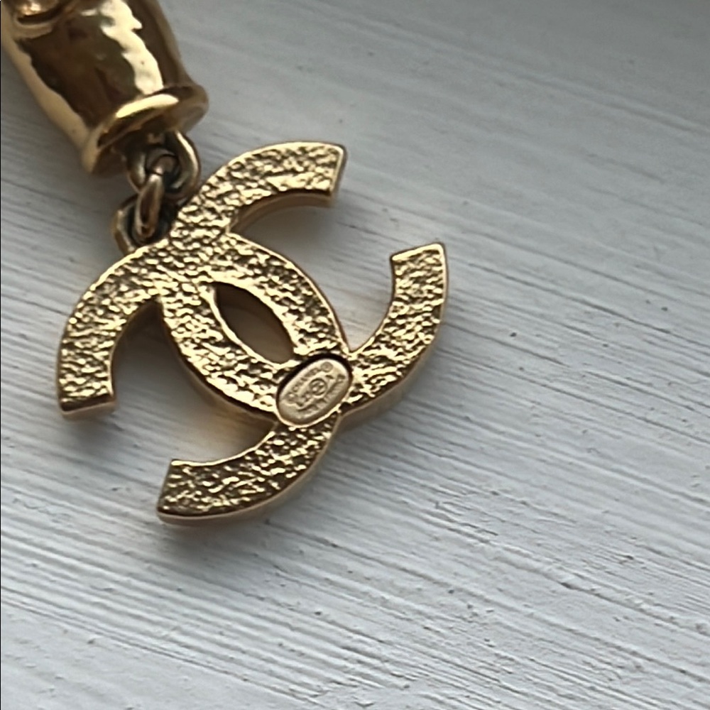 Gold Chanel Logo Drop Earrings - Picture 4 of 4